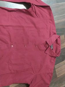Maroon Long Sleeve Button-Up Shirt