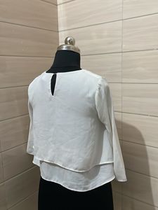 MANGO Elegant White Tiered Layered Blouse
