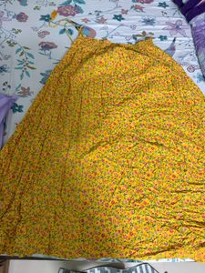Yellow Floral Print Maxi Skirt