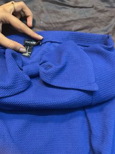Blue Party Dress with Bow Detail