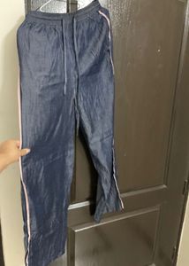 Stylish Blue Track Pants with Side Stripe