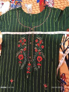 Green Embroidered Kurta