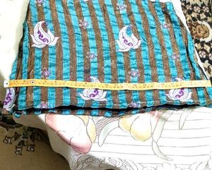🇬🇧Teal and Gold Striped Kurti with Paisley Print