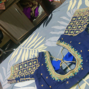 Embroidered Navy Blue Blouse