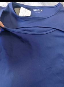 Navy Blue Cut-Out Long Sleeve Top