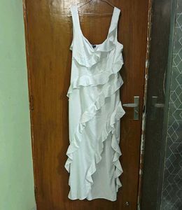Elegant White Ruffle Dress