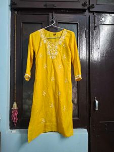 Vibrant Yellow Embroidered Kurta