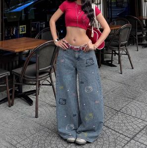 Y2K Hello Kitty Customised Wide Leg Jeans 🐱