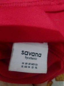 Red T-Shirt with Yellow Hibiscus Print