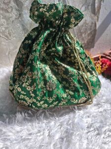 Green &amp; Gold Ethnic Potli Bag