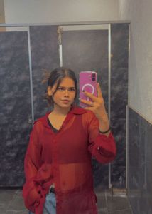 Sheer Red Button-Up Shirt🩸