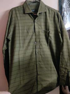 Men's Olive Striped Formal Shirt