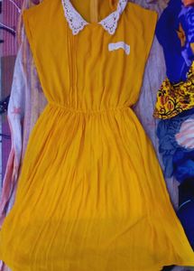 Bright Yellow Peter Pan Collar A-Line Dress