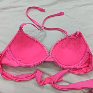 Pink Lace Bikini 🪔32,34.Top with Embellishments