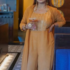 Mustard jumpsuit Set with Jacket