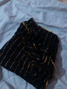 Suti Black dupatta with Golden Border