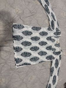 White Kurta with Blue Floral Print (not wore)