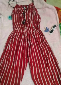 Striped Maroon Jumpsuit