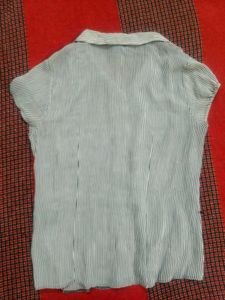 Striped Ruffle Button-Up Shirt
