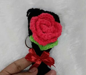 Crochet Mini Rose Bouquet Keychain 😍