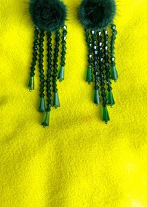 New Elegant Green Beaded Drop Earrings