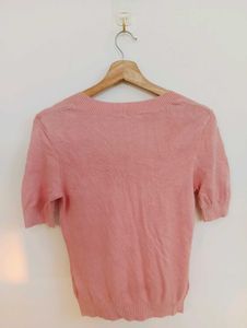 Chic Pink Floral Embroidered Square Neck Top