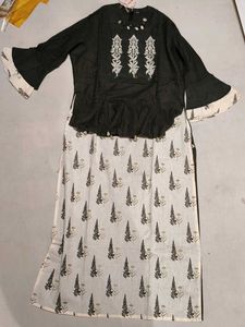 Maroon Kurta Set with Printed Jacket