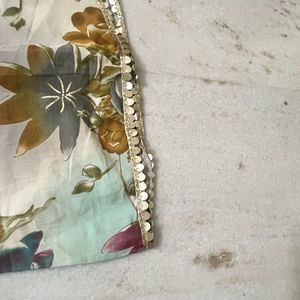 Elegant Floral Print Kurti with Palazzo Pants