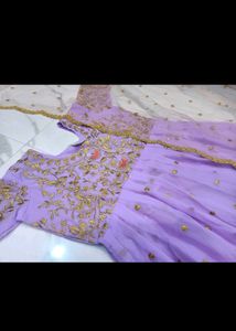 Elegant Lavender Embroidered Gown with dupatta