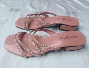 Stylish Rose Gold Embellished Flat Sandals