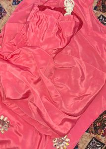 Vibrant Pink satin crepe used salwar suit
