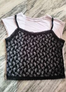Black Lace Trim Cami Top