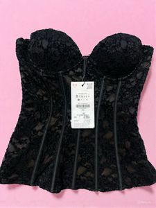 Zara Black Lace Corset Top