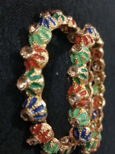 Colorful Enamel Bangles - Set of Two