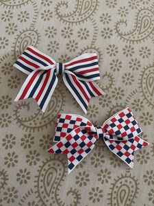 Set of 2 Red White Blue Bows