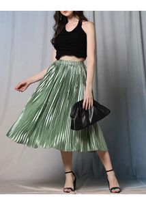 Pleated METALLIC Maxi Skirt