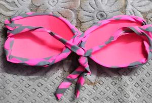 Pink &amp; Grey Chevron Bikini Top