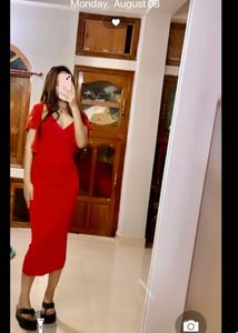 Zara Red V Neck Maxi Dress Authentic