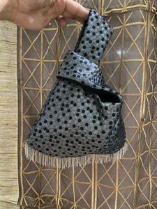 Black &amp; Silver Polka Putli Bag