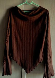 Ribbed Long Sleeve Asymmetrical Top✨