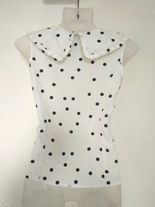 Influence Peter Pan Collar Cami In White Polka Dot