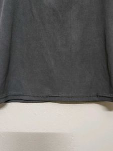 Fitted waist-snatching Grey Cut-out Ribbed Top