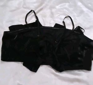 Black Rose Embellished Crop Top