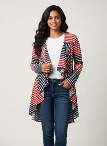Striped Open Front Cardigan