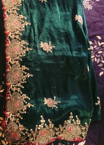 Elegant Embroidered Green Fabric