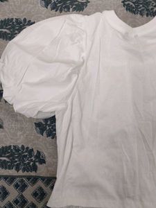White Puff Sleeve Smocked Top