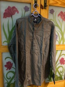 Men's Grey Band Collar Shirt pantaloons branded