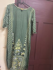 Green Printed Kurta