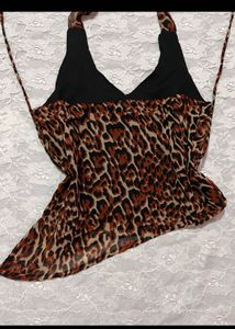 y2k combo Leopard Print Halter Top &amp; cape