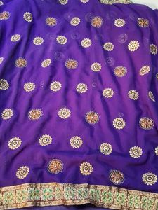 Elegant Purple Embroidered Saree